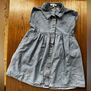 3 FOR $15 - Girls button down denim sleeveless boxy fit dress 100% cotton 8 yrs